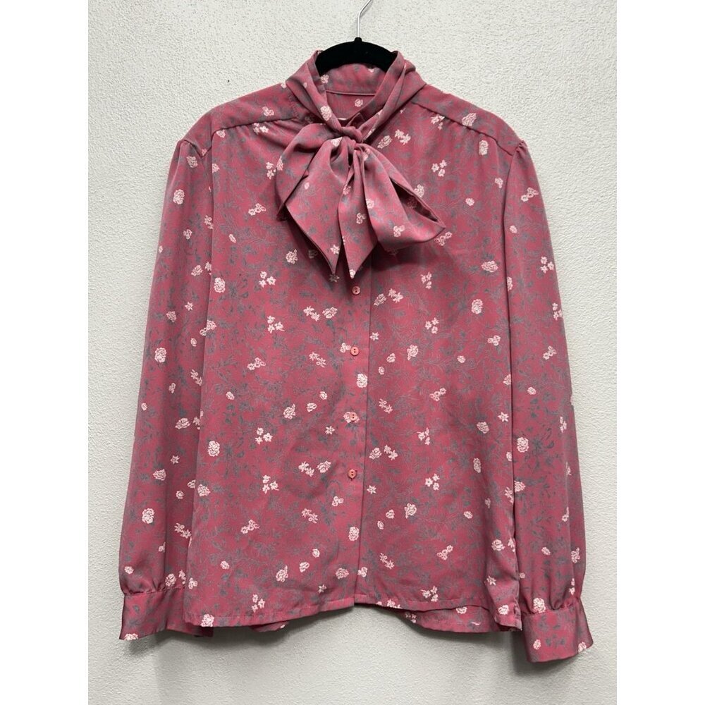 Vtg Country Sophisticates Pendleton Pink Floral blouse prairie cottage sz Medium